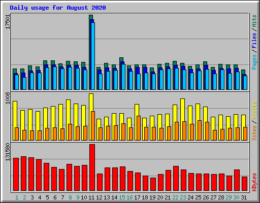 Daily usage for August 2020