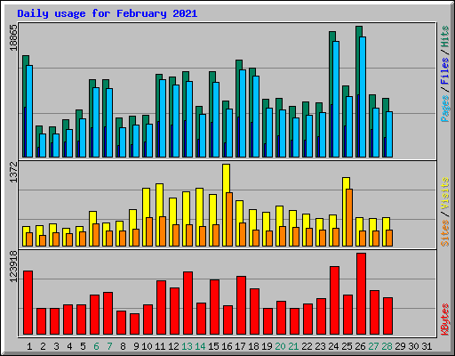 Daily usage for February 2021